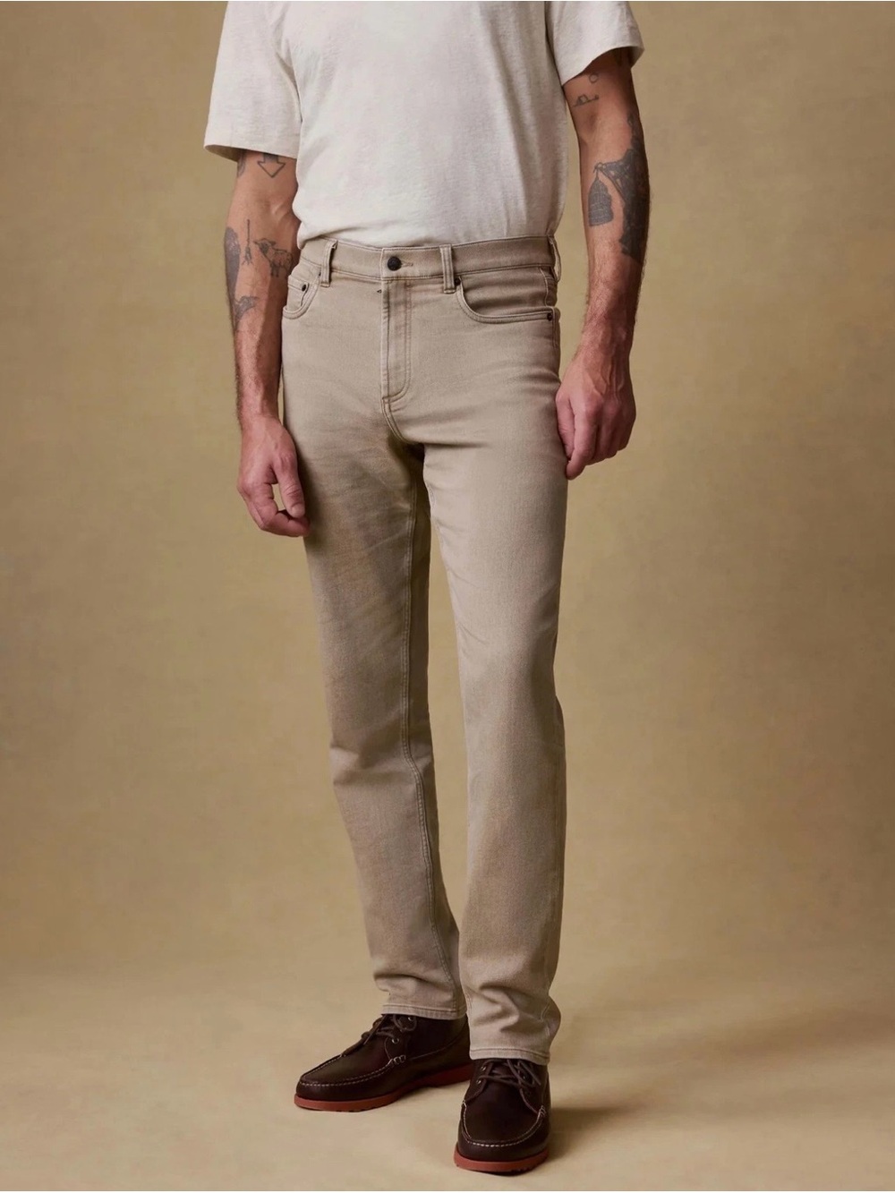 Faherty Pants Men 32x30 Desert Khaki Stretch Terry 5 Pocket Straight